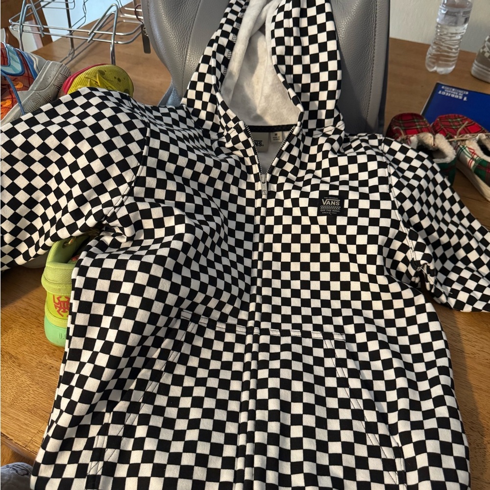 Vans Black and White Checkered Zip-Up Hoodie
